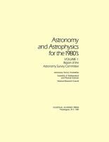 Astronomy and Astrophysics for the 1980's (volume1) cover