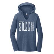 STLCC District Womens Perfect Tri Long Sleeve Hoodie [S - NAVY FROST - Full Front Logo] cover