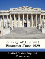 Survey of Current Business : June 1929 cover
