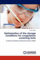 Optimization of the Storage Conditions for Coagulation Screening Tests cover