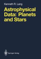 Astrophysical Data I: Planets and Stars cover