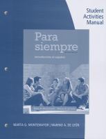 Student Activities Manual for Montemayor/de Leóns Para siempre: A Conversational Approach to Spanish, 2nd cover