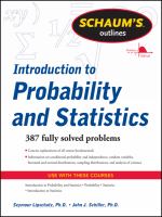Schaum's Outline of Introduction to Probability and Statistics cover