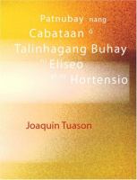 Patnubay nang Cabataan ó Talinhagang Buhay ni Eliseo at ni Hortensio (large Print Edition) (Tagalog Edition) cover