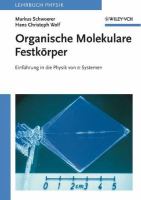 Organische Molekulare Festkorper: Einfuhrung in Die Physik Von Pi-Systemen (German Edition) cover