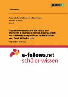 Gedichtinterpretation Mit Fokus Auf Stilmittel and Expressionismus. Exemplarisch an Die Nächte Explodieren in Den Städten Von Ernst Wilhelm Lotz cover