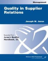 Quality in Supplier Relations cover