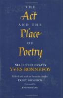 The Act and the Place of Poetry Selected Essays cover